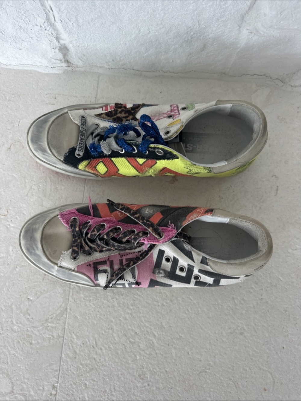 Golden Goose Multi-Color Leopard Print & Neon Accent Sneakers - Picture 8 of 9